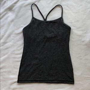 Lululemon Power Y Grey/Black Striped Tank 6